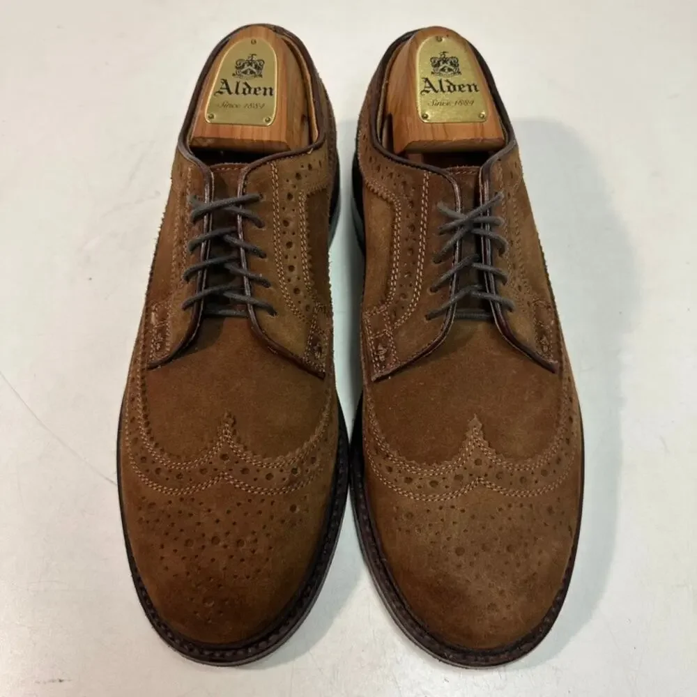 VGUC Grant Stone x J. Crew Ludlow Suede Wingtip Longwing Brown Bench Made 7.5